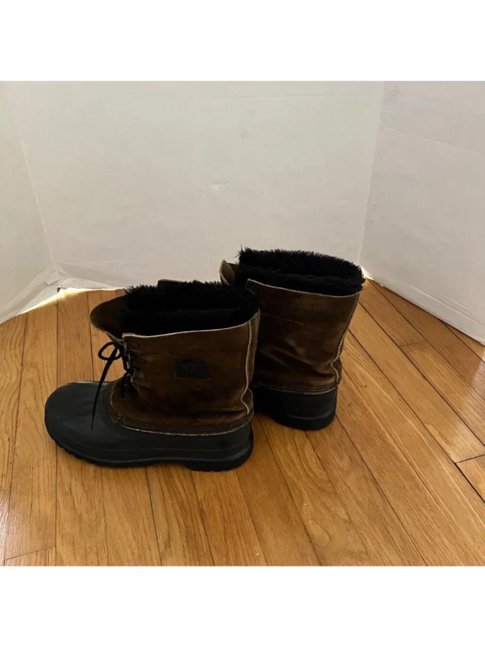 Vintage Sorel Mens Size 7 Brown Suede Kaufman Steel Shank Fur Lined Winter Boots